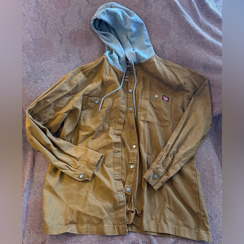 Wrangler Brown Lightweight Shirt Jacket Classic Collar Casual Fit